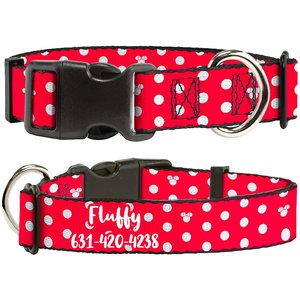 Buckle-Down Disney Minnie Mouse Polyester Personalized Standard Dog Collar, Small
