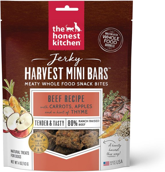 The Honest Kitchen Jerky Harvest Mini Bars Beef Recipe with Carrots & Apples Dog Treats, 4-oz bag slide 1 of 6