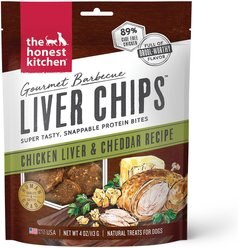 The Honest Kitchen Gourmet Barbecue Liver Chips Chicken Liver & Cheddar Recipe Dog Treats, 4-oz bag