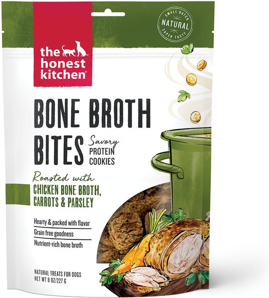 The Honest Kitchen Bone Broth Bites Roasted with Chicken Bone Broth, Carrots & Parsley Dog Treats, 8-oz bag slide 1 of 5
