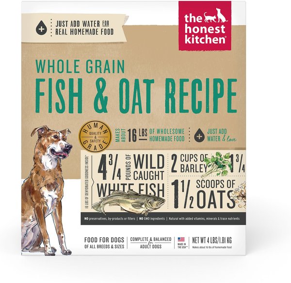 The Honest Kitchen Whole Grain Fish & Oat Recipe Dehydrated Dog Food, 4-lb box slide 1 of 11