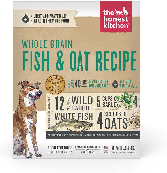 The Honest Kitchen Whole Grain Fish & Oat Recipe Dehydrated Dog Food, 10-lb box slide 1 of 11