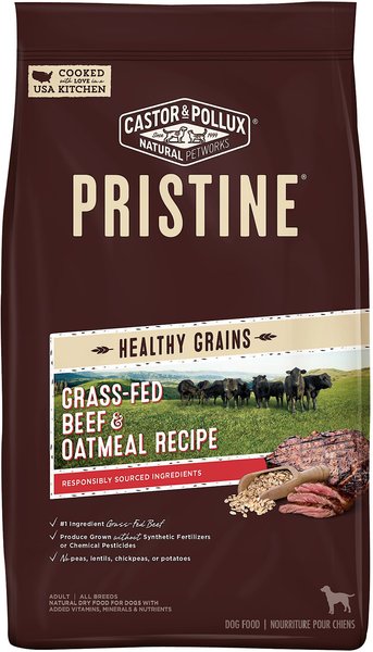 Castor & Pollux Pristine Healthy Grains Grass-Fed Beef & Oatmeal Recipe Adult Dry Dog Food, 10-lb bag slide 1 of 9