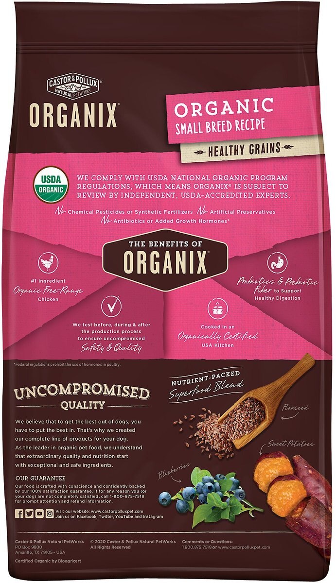 CASTOR & POLLUX Organix Healthy Grains Organic Small Breed Recipe Adult