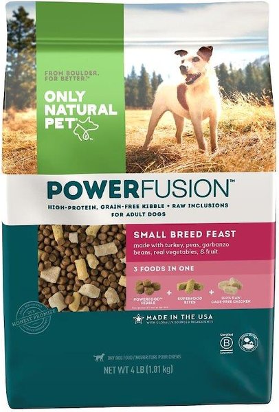 Only Natural Pet PowerFusion Small Breed Feast Grain Free Raw Infused Dry Dog Food 4 lb bag