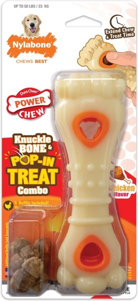 Nylabone Power Chew Chicken Flavored Knuckle Bone & Pop-In Treat Toy Combo Dog Chew Toy, Large  slide 1 of 11