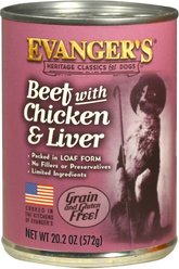 Evanger's Beef, Chicken, & Liver Grain-Free Wet Dog Food, 20.2-oz can, case of 12