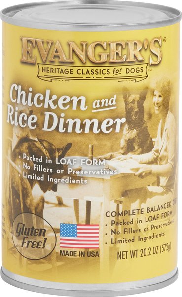 Evanger s Chicken Rice Dinner Gluten Free Wet Dog Food 20.2 oz can case of 12