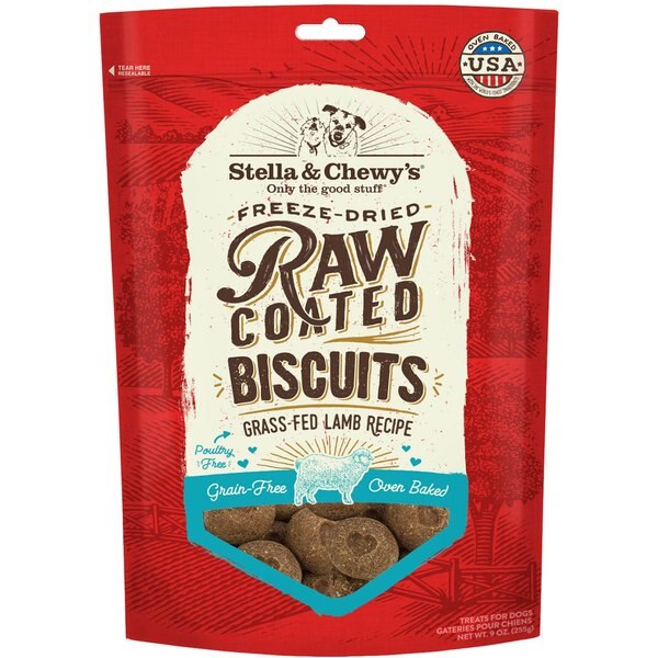 Stella & Chewy's Raw Coated Biscuits Grass-Fed Lamb Recipe Freeze-Dried Grain-Free Dog Treats