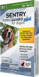Sentry Fiproguard Plus Squeeze-On Dog Flea & Tick Treatment, 23 - 44 lbs, 3 treatments(3-Month Protection)