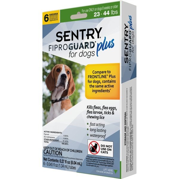 SENTRY Fiproguard Plus SqueezeOn Flea & Tick Treatment for Dogs, 5