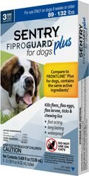 Sentry Fiproguard Plus Squeeze-On Dog Flea & Tick Treatment, 89 - 132lbs, 3 doses (3-mos. supply)
