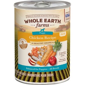 Whole Earth Farms Whole Grains Recipe Puppy Canned Dog Food, 12.7-oz can, case of 12