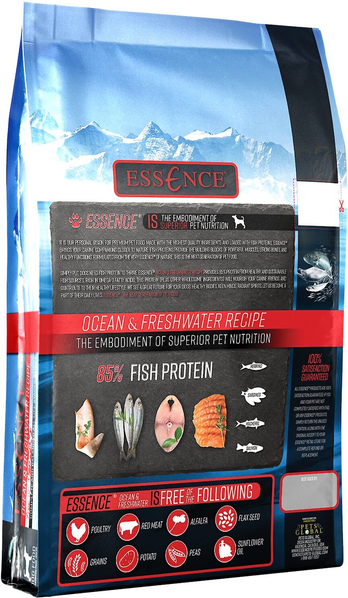ESSENCE Ocean & Freshwater Recipe GrainFree Dry Dog Food, 4lb bag