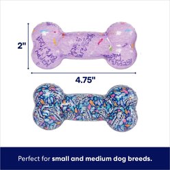 Frisco Birthday TPR Fetch Bone Squeaky Dog Toy, Small/Medium, 2 count slide 2 of 6