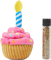 Frisco Birthday Cupcake Plush Cat Toy with Refillable Catnip
