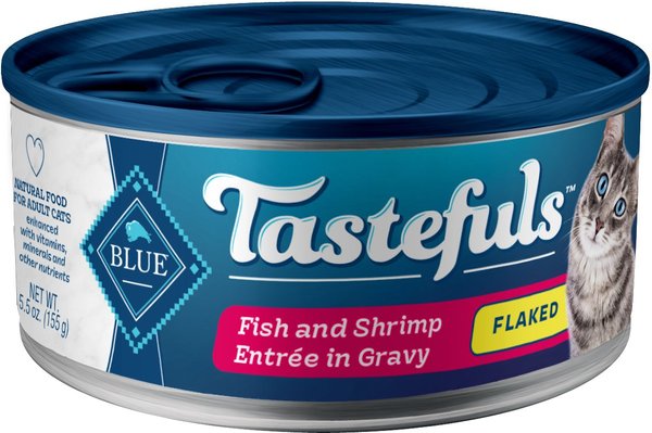 Blue Buffalo Tastefuls Fish & Shrimp Entrée in Gravy Flaked Wet Cat Food, 5.5-oz can, case of 24 slide 1 of 8