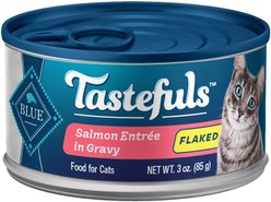 Blue Buffalo Tastefuls Salmon Entrée in Gravy Flaked Wet Cat Food, 3-oz can, case of 24