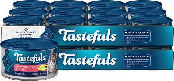 Blue Buffalo Tastefuls Salmon Entrée in Gravy Flaked Wet Cat Food, 3-oz can, case of 24 slide 1 of 8