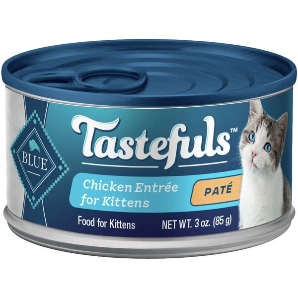 BLUE BUFFALO Tastefuls Chicken Entrée Kitten Pate Wet Cat Food, 3-oz ...