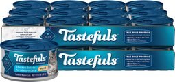 Blue Buffalo Tastefuls Chicken Entrée Mature Cats Pate Wet Cat Food, 3-oz can, case of 24