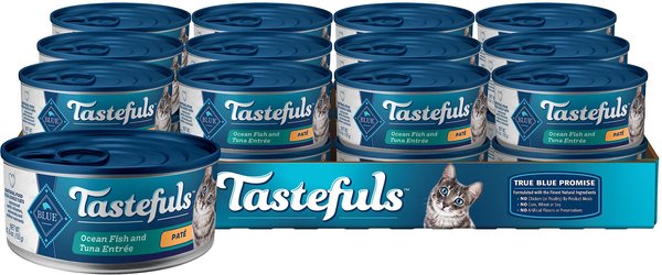 Blue Buffalo Tastefuls Ocean Fish & Tuna Entrée Pate Wet Cat Food, 5.5-oz can, case of 24 slide 1 of 8