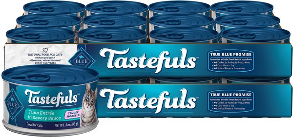 Blue Buffalo Tastefuls Tender Morsels Tuna Entrée Wet Cat Food, 3-oz can, case of 24 slide 1 of 8