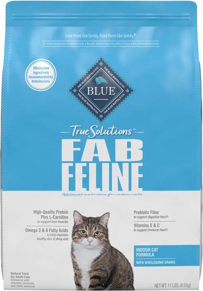 Blue Buffalo True Solutions Fab Feline Natural Indoor Cat Formula Adult Dry Cat Food, 11-lb bag slide 1 of 8