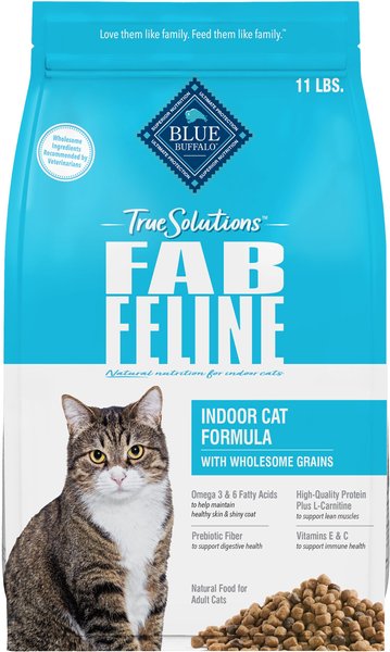 BLUE BUFFALO True Solutions Fab Feline Natural Indoor Cat Formula Adult Dry Cat Food 11 lb bag Chewy