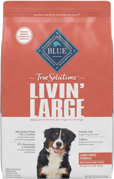 Blue Buffalo True Solutions Livin' Large Large Breed Formula Adult Dry Dog Food, 24-lb bag slide 1 of 9