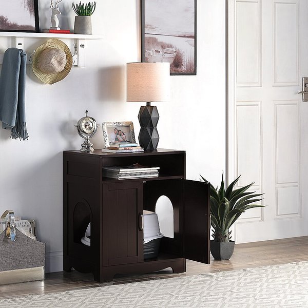 Unipaws Enclosed Cat Litter Box, Espresso slide 1 of 7