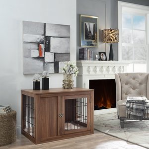 Unipaws Furniture Style Dog Crate, Walnut, Medium