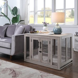 Unipaws Furniture Style Dog Crate, Weathered Gray, Medium