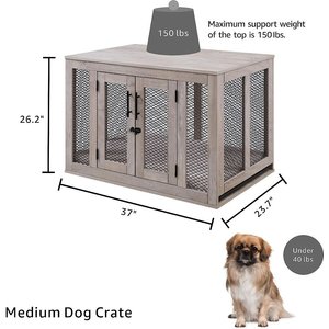 Unipaws Furniture Style Dog Crate, Weathered Gray, Medium