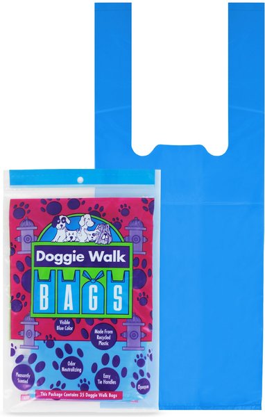Doggie Walk Bags Baby Powder Scented Tie Handle Dog Poop Bags, Blue, 35 count slide 1 of 2