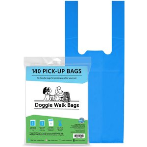 Doggie Walk Bags Baby Powder Scented Tie Handle Dog Poop Bags, Blue, 140 count