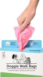Doggie Walk Bags Citrus Scented Tie Handle Dog Poop Bags, Pink, 70 count slide 2 of 3