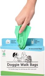 Doggie Walk Bags Unscented Tie Handle Dog Poop Bags, Green, 70 count slide 2 of 3