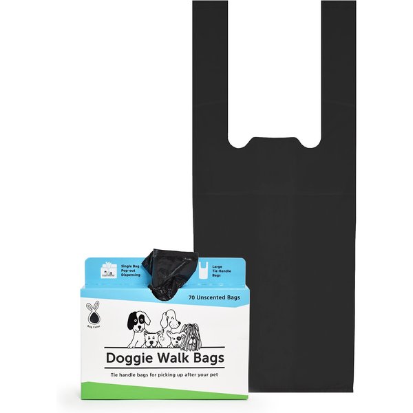 Doggie Walk Bags Black Mounted Dog Poop Bag Butler Dispenser & Tie Handle Bags, 70 count