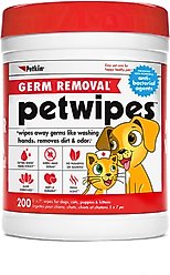Petkin Petwipes Germ Removal Antibacterial Dog & Cat Wipes, 200 count