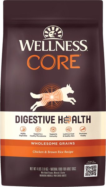 Wellness CORE Digestive Health Wholesome Grains Chicken & Brown Rice Recipe Dry Dog Food, 4-lb bag slide 1 of 11