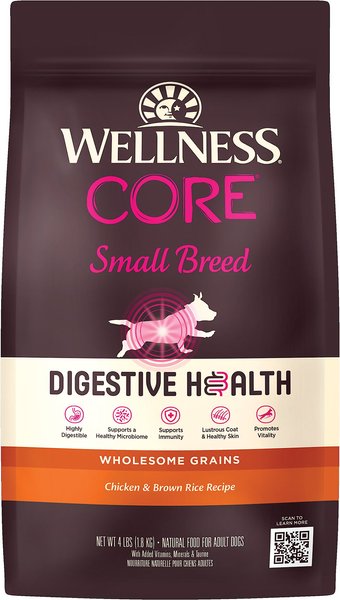 Wellness CORE Digestive Health Wholesome Grains Chicken & Brown Rice Recipe Small Breed Dry Dog Food, 4-lb bag slide 1 of 10
