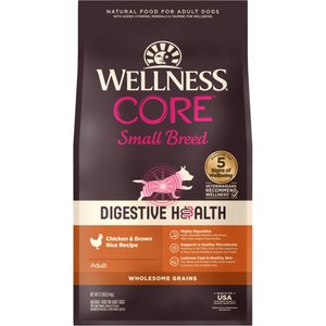 Wellness CORE Digestive Health Wholesome Grains Chicken & Brown Rice Recipe Small Breed Dry Dog Food, 12-lb bag