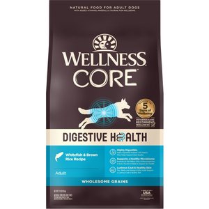 Wellness CORE Digestive Health Wholesome Grains Whitefish & Brown Rice Recipe Dry Dog Food, 22-lb bag