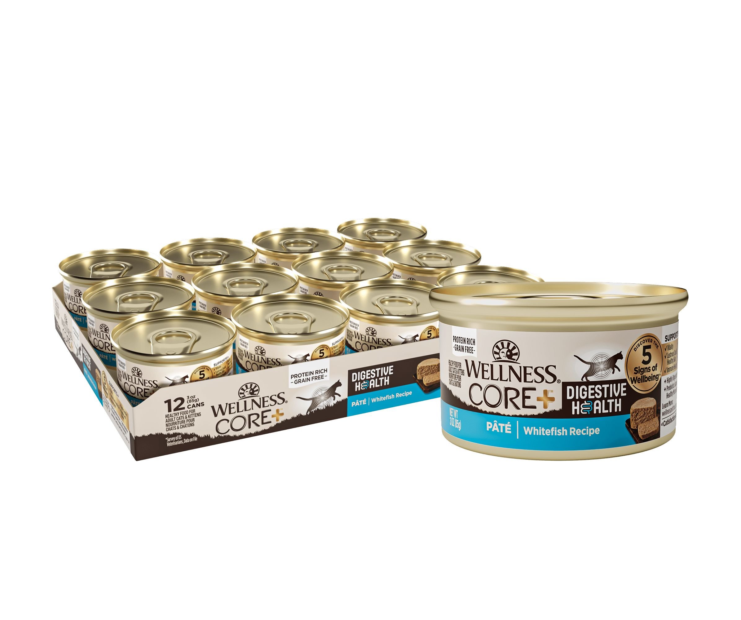 WELLNESS CORE Digestive Health Whitefish Pate Recipe GrainFree Wet Cat Food, 3oz, case of 12