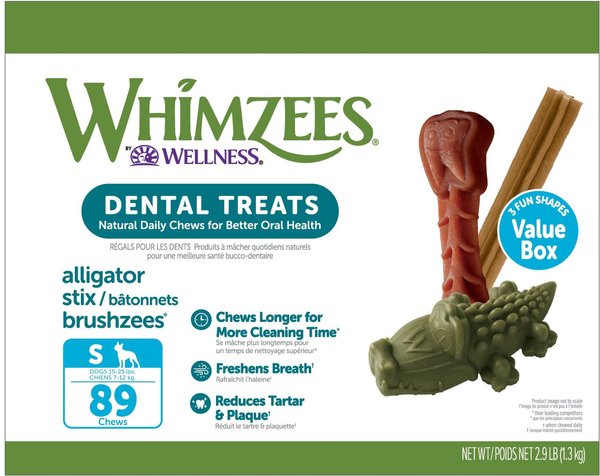 WHIMZEES by Wellness Value Box Dental Chews Natural Grain-Free Dental Dog Treats, Small, 89 count slide 1 of 11