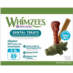 WHIMZEES by Wellness Value Box Dental Chews Natural Grain-Free Dental Dog Treats, Small, 89 count