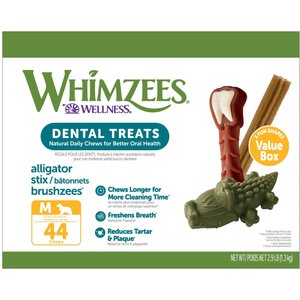 WHIMZEES by Wellness Value Box Dental Chews Natural Grain-Free Dental Dog Treats, Medium, 44 count
