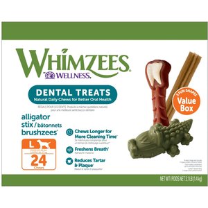 WHIMZEES Natural Dental Chews Large Breed Value Box Dog Treats, 24 count
