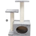 TRIXIE Valencia 28-in Plush Cat Tree & Scratching Post with Condo & Cat Toy, Gray/Cream